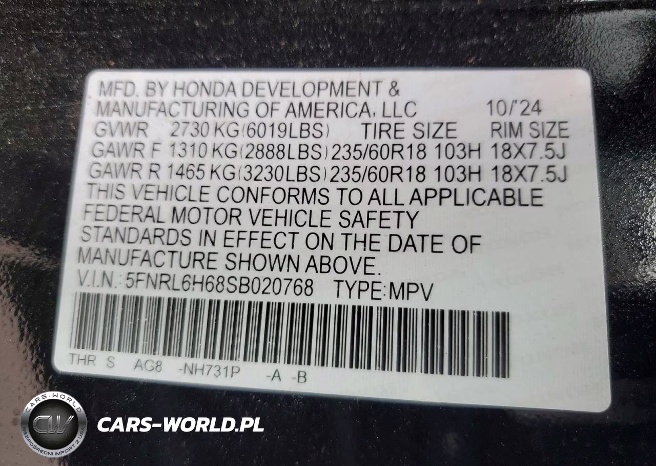 2025 Honda Odyssey Exl VIN:5FNRL6H68SB020768 - 13