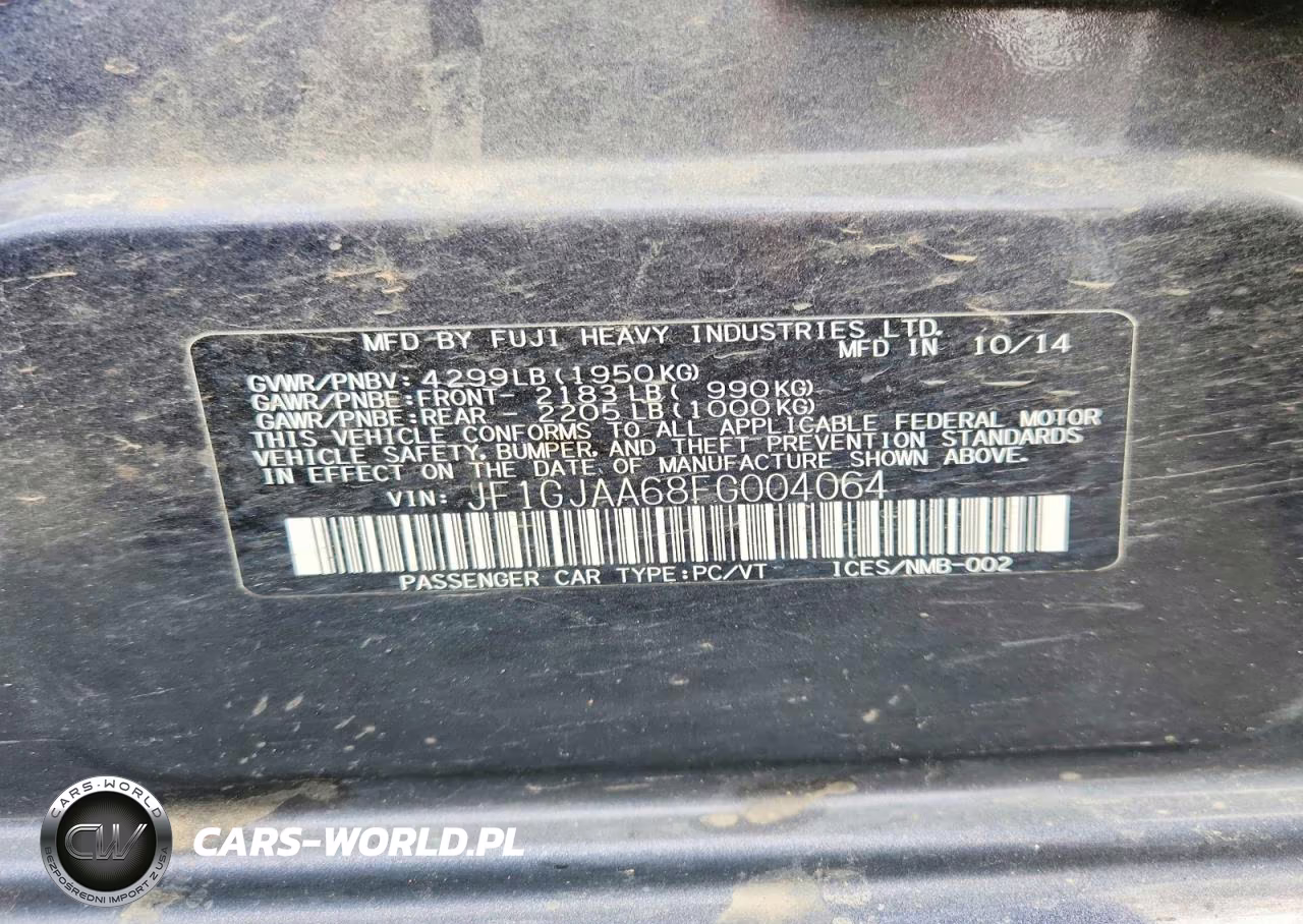 2015 Subaru Impreza VIN:JF1GJAA68FG004064 - 12