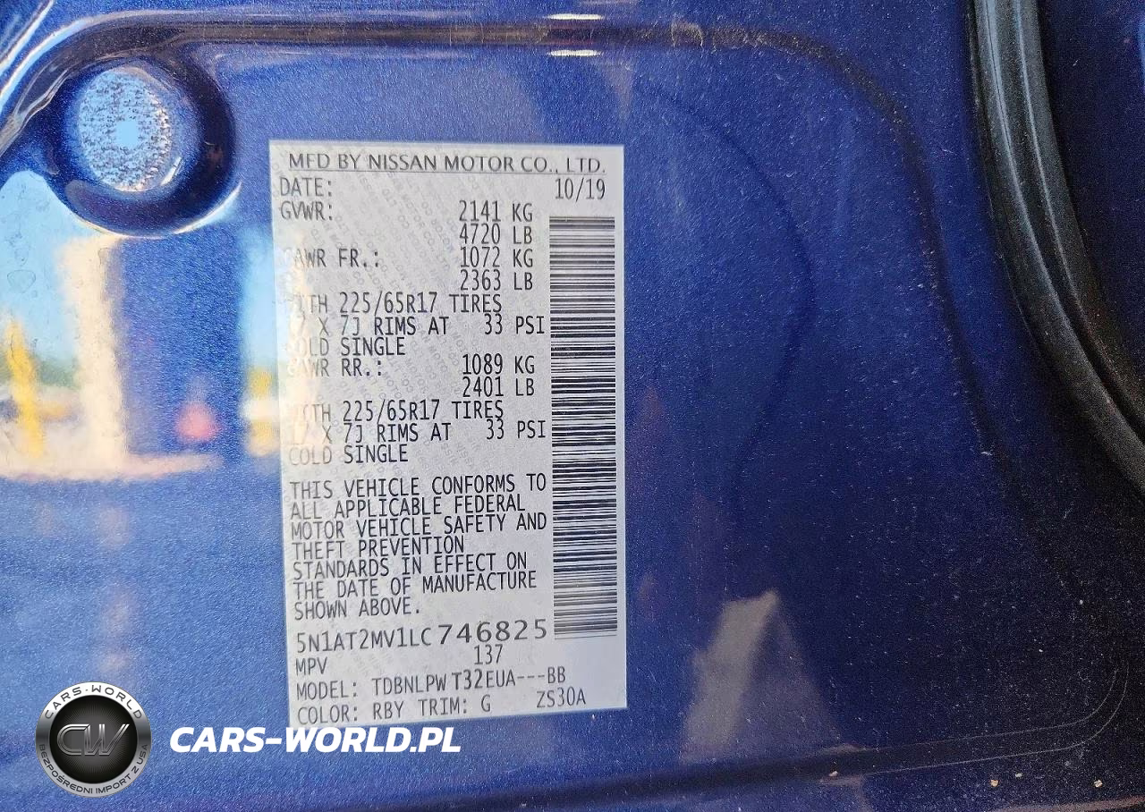 2020 Nissan Rogue S VIN:5N1AT2MV1LC746825 - 13