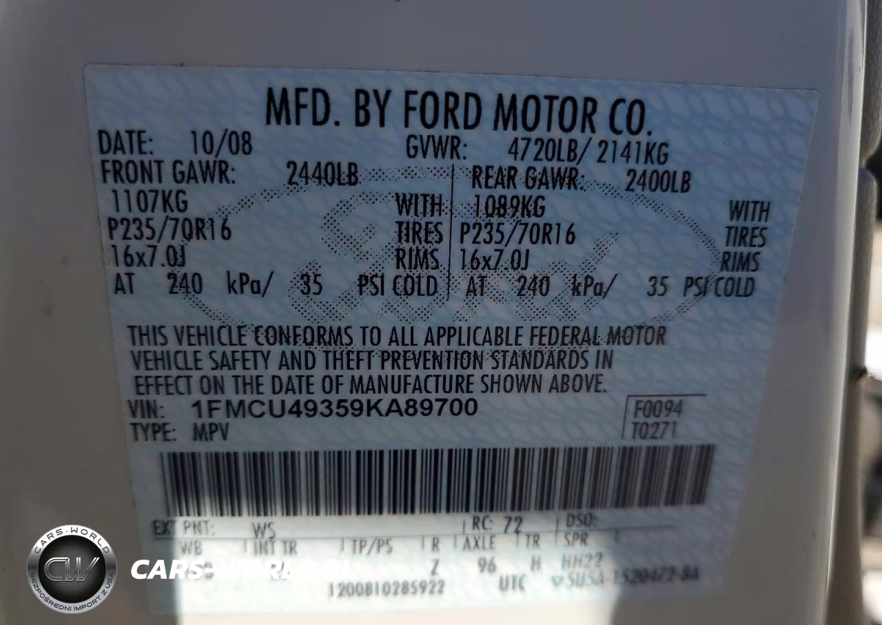 2009 Ford Escape Hybrid VIN:1FMCU49359KA89700 - 12