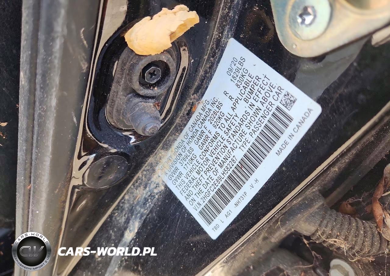2020 Honda Civic Sport VIN:2HGFC2E89LH582287 - 12