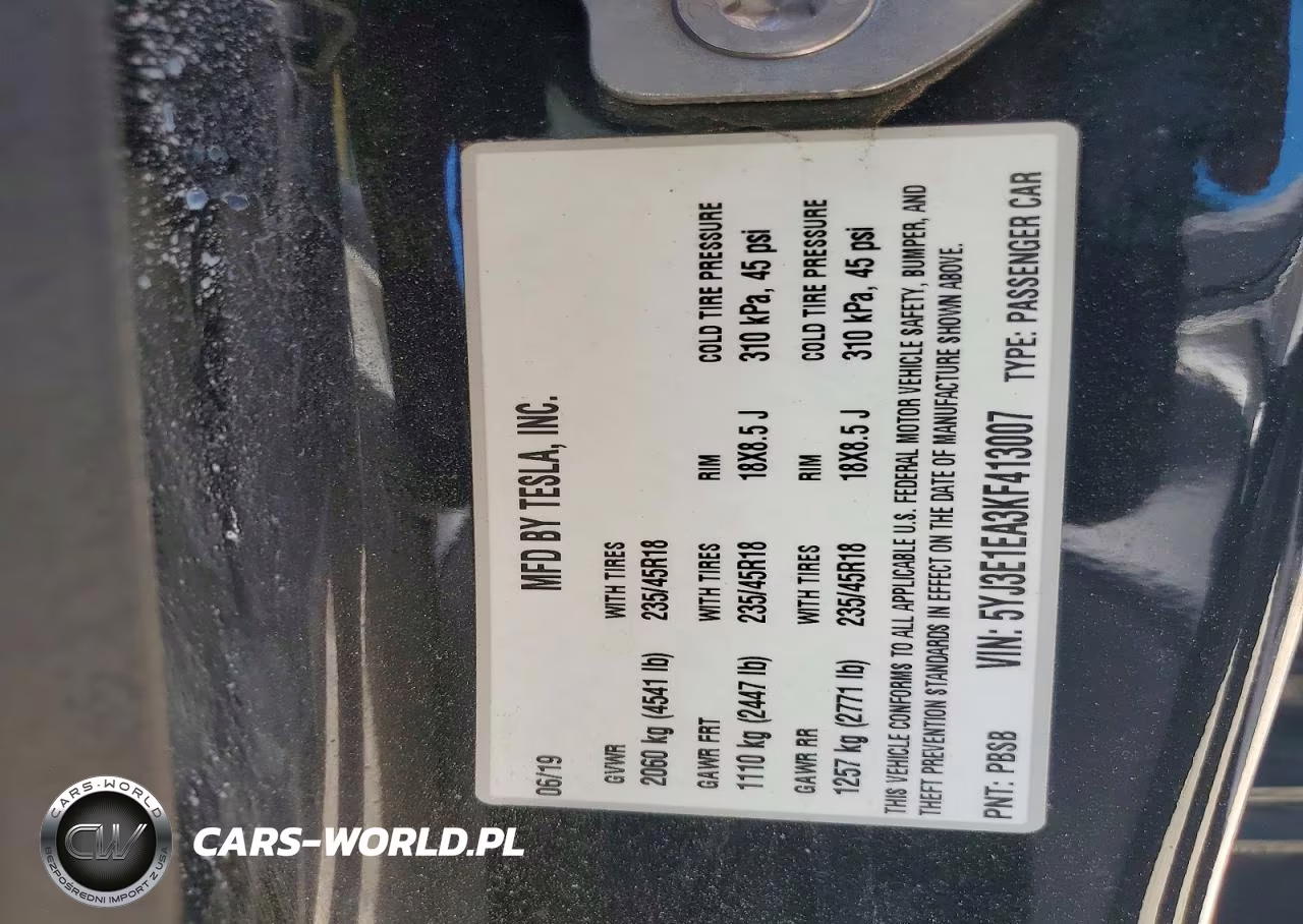 2019 Tesla Model 3 VIN:5YJ3E1EA3KF413007 - 12