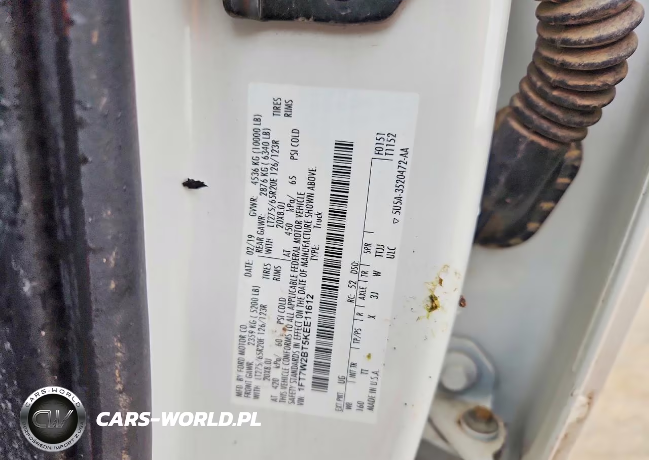 2019 Ford F250 Super Duty VIN:1FT7W2BT5KEE11612 - 12