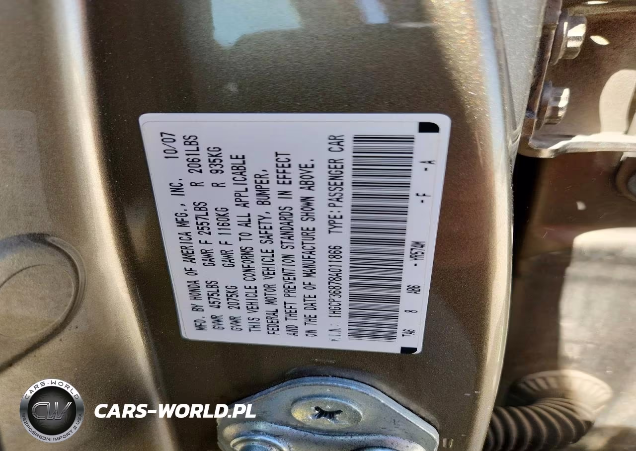 2008 Honda Accord Exl VIN:1HGCP36878A011866 - 12