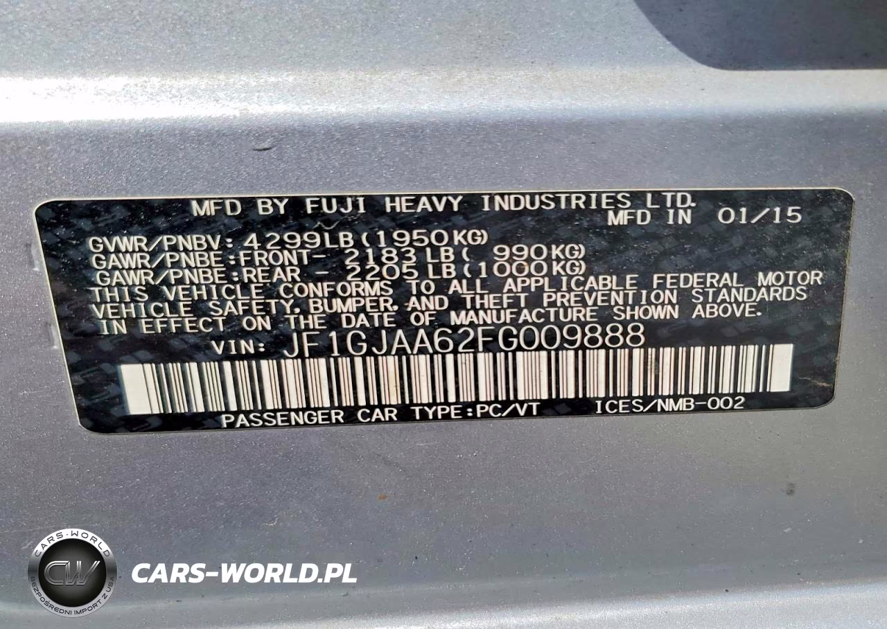 2015 Subaru Impreza VIN:JF1GJAA62FG009888 - 12