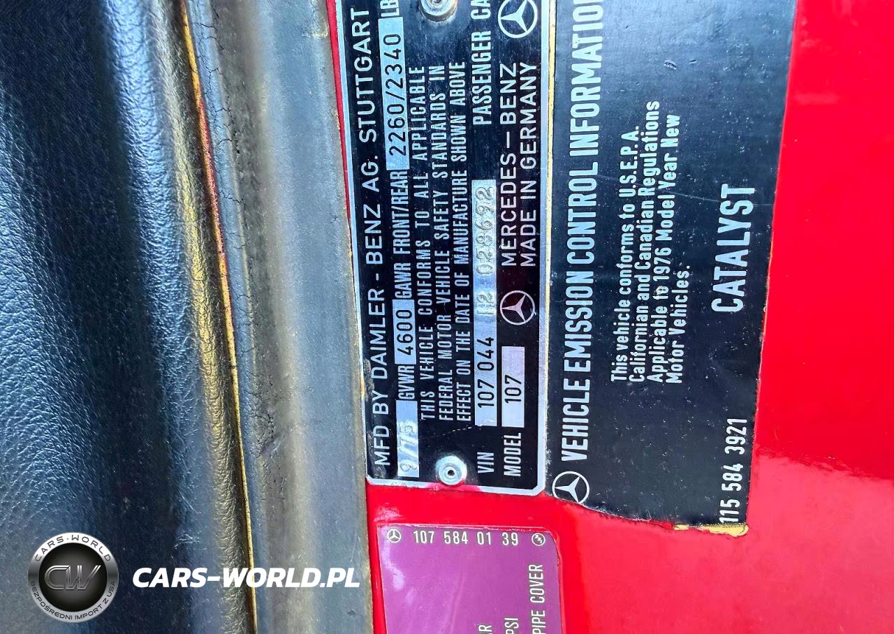 1976 Mercedes-Benz 450 Sl VIN:10704412028692 - 10