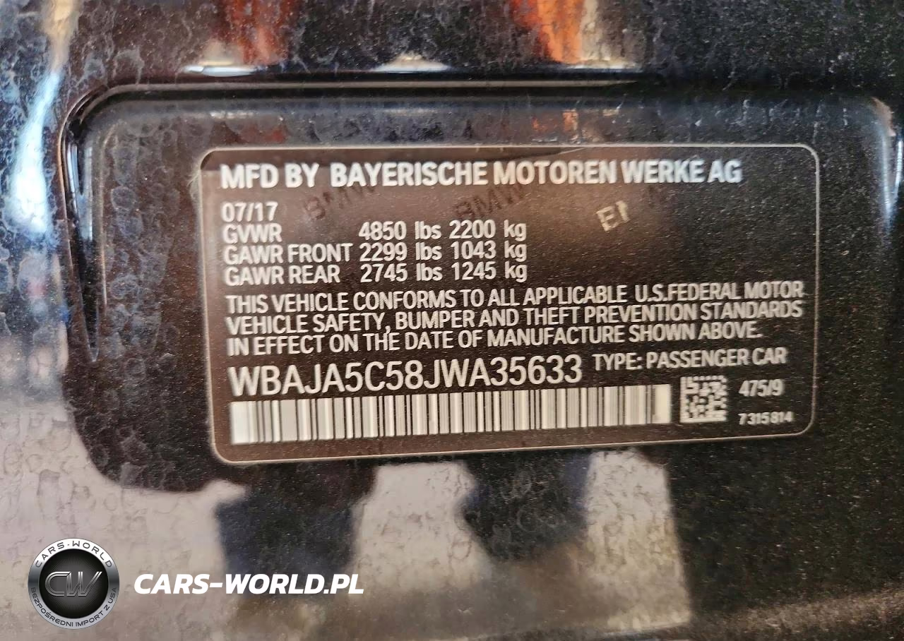 2018 BMW 530 I VIN:WBAJA5C58JWA35633 - 12