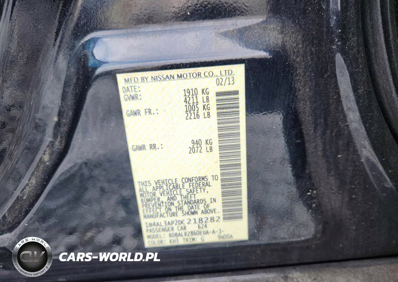 2013 Nissan Alitma VIN:1N4AL3AP2DC218282 - 12