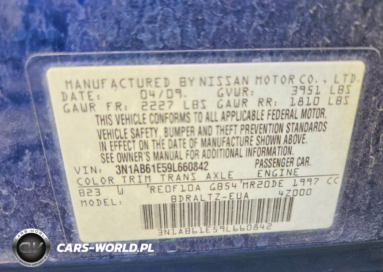 2009 Nissan Sentra 2.0 VIN:3N1AB61E59L660842 - 13