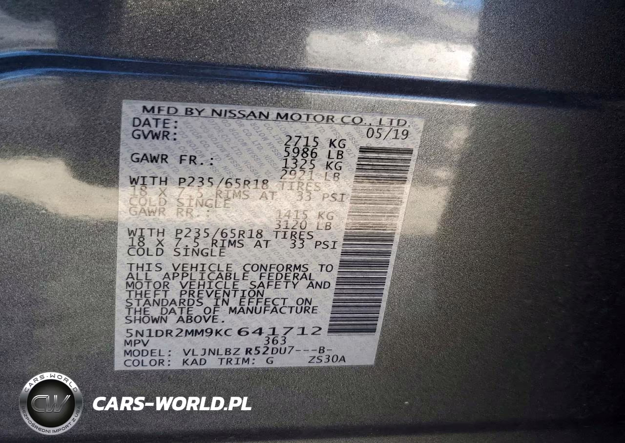 2019 Nissan Pathfinder S VIN:5N1DR2MM9KC641712 - 13
