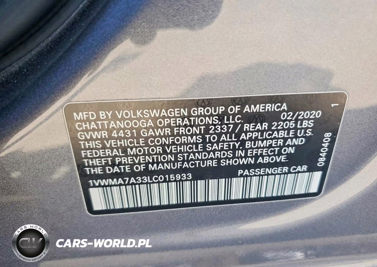 2020 Volkswagen Passat R-Line VIN:1VWMA7A33LC015933 - 12