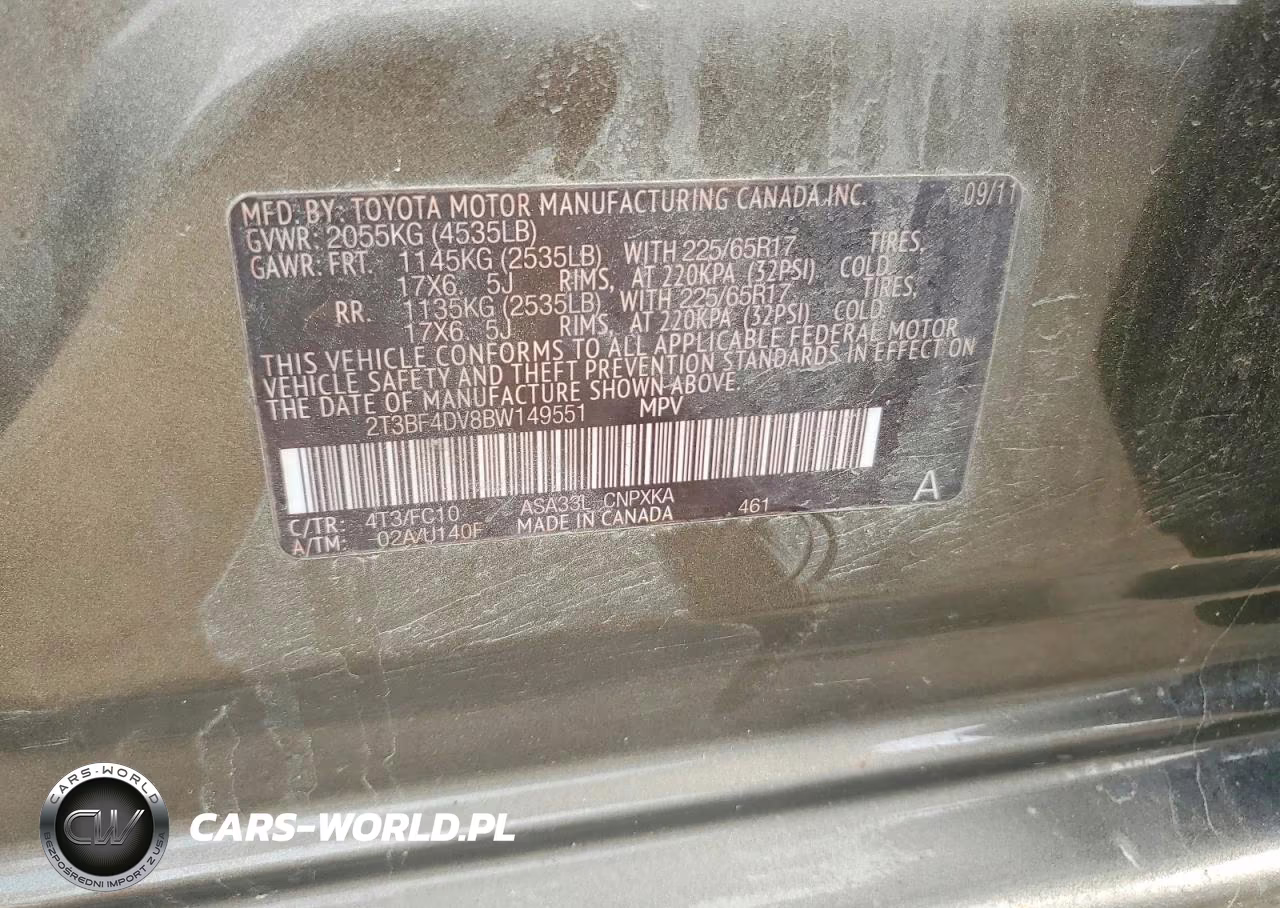 2011 Toyota Rav4 Base VIN:2T3BF4DV8BW149551 - 13
