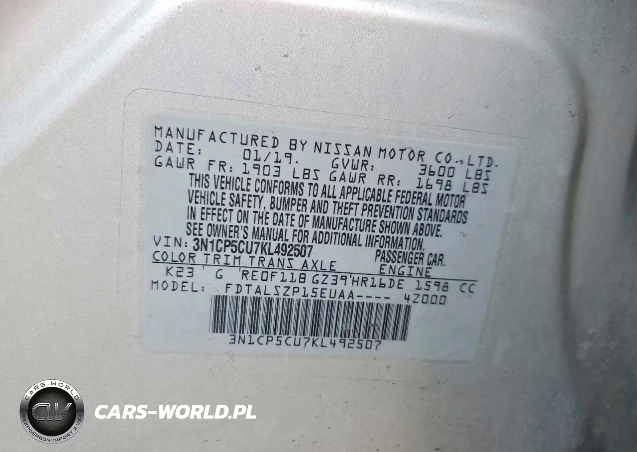 2019 Nissan Kicks Sv VIN:3N1CP5CU7KL492507 - 13