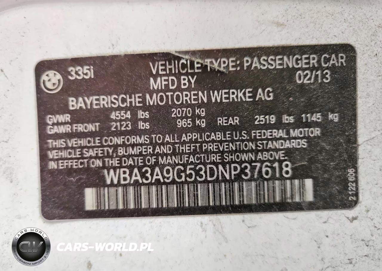 2013 BMW 335 I VIN:WBA3A9G53DNP37618 - 12