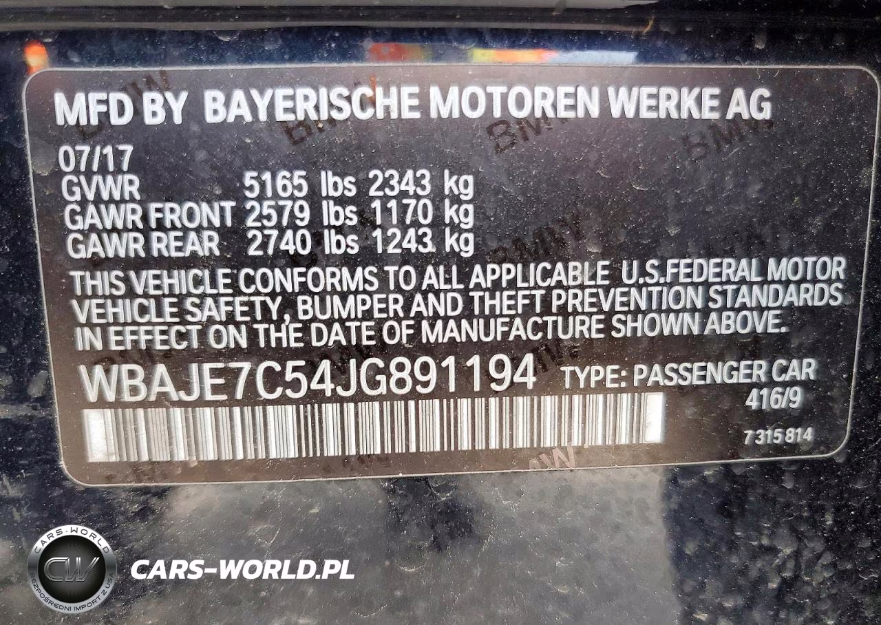 2018 BMW 540 Xi VIN:WBAJE7C54JG891194 - 12