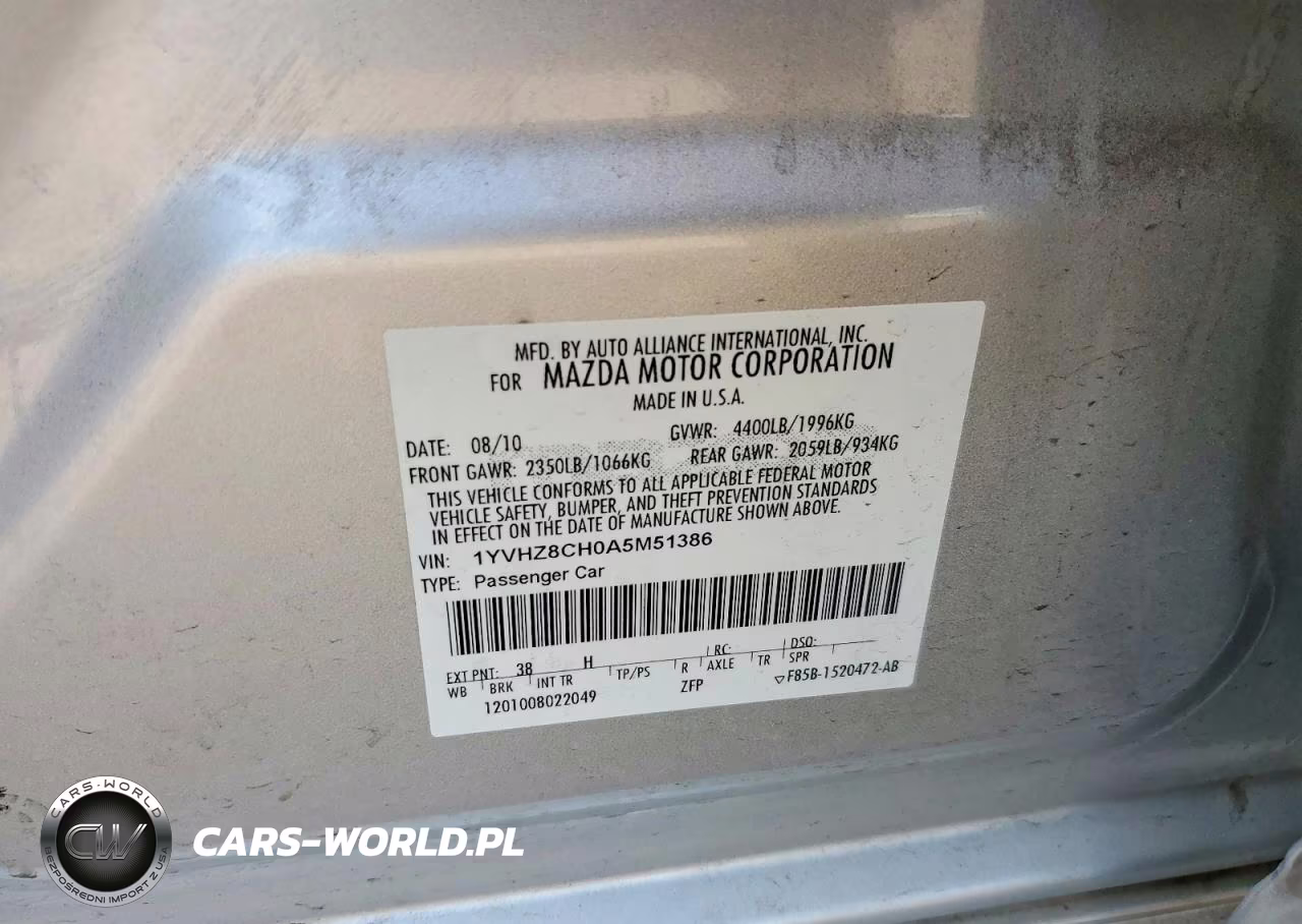2010 Mazda 6 I VIN:1YVHZ8CH0A5M51386 - 12