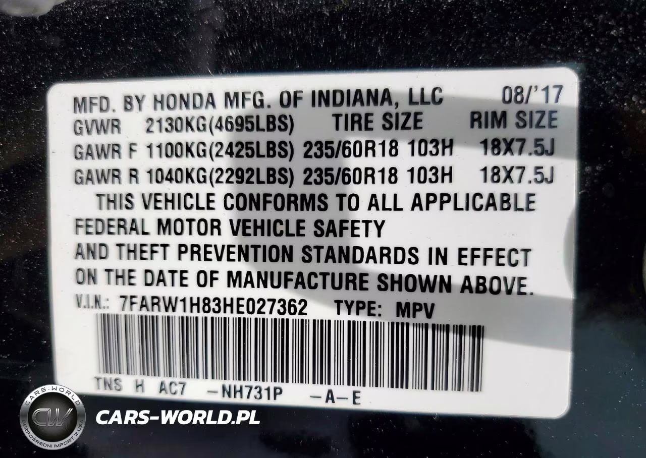 2017 Honda Cr-V Exl VIN:7FARW1H83HE027362 - 14