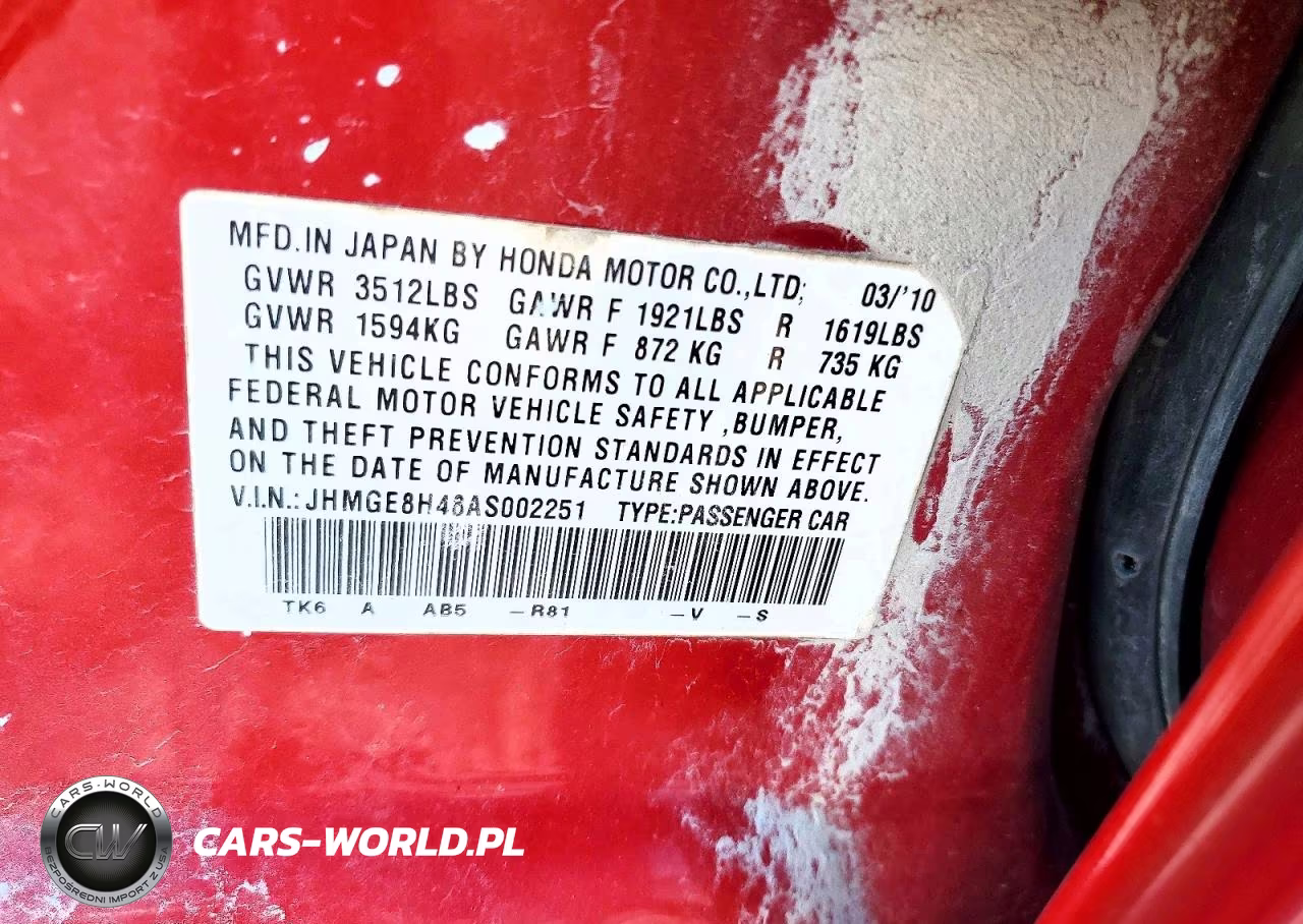 2010 Honda Fit Sport VIN:JHMGE8H48AS002251 - 12