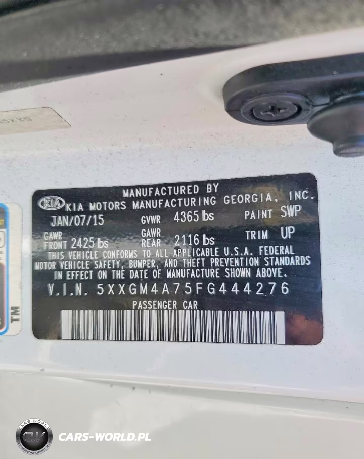2015 Kia Optima Lx VIN:5XXGM4A75FG444276 - 12