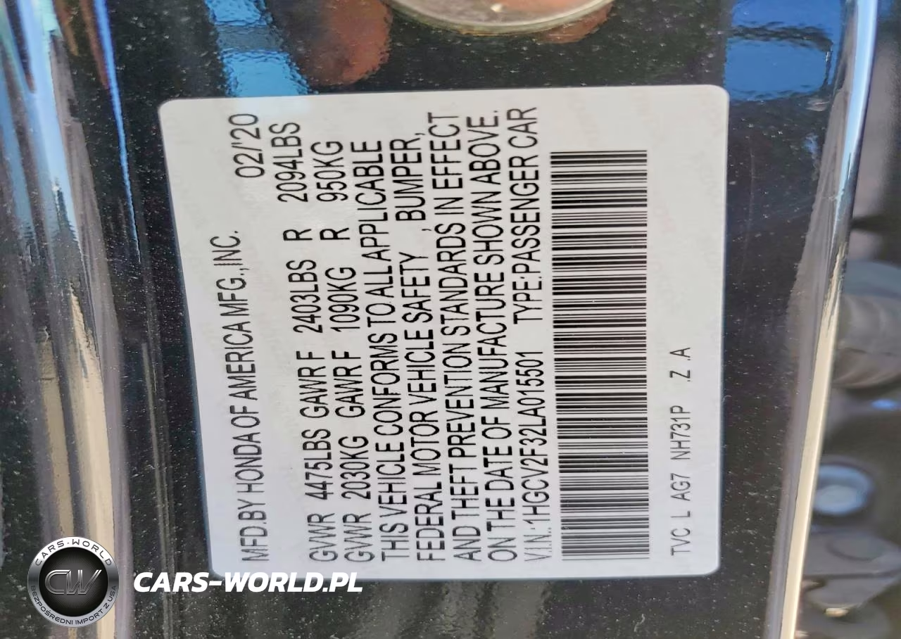 2020 Honda Accord Sport VIN:1HGCV2F32LA015501 - 23