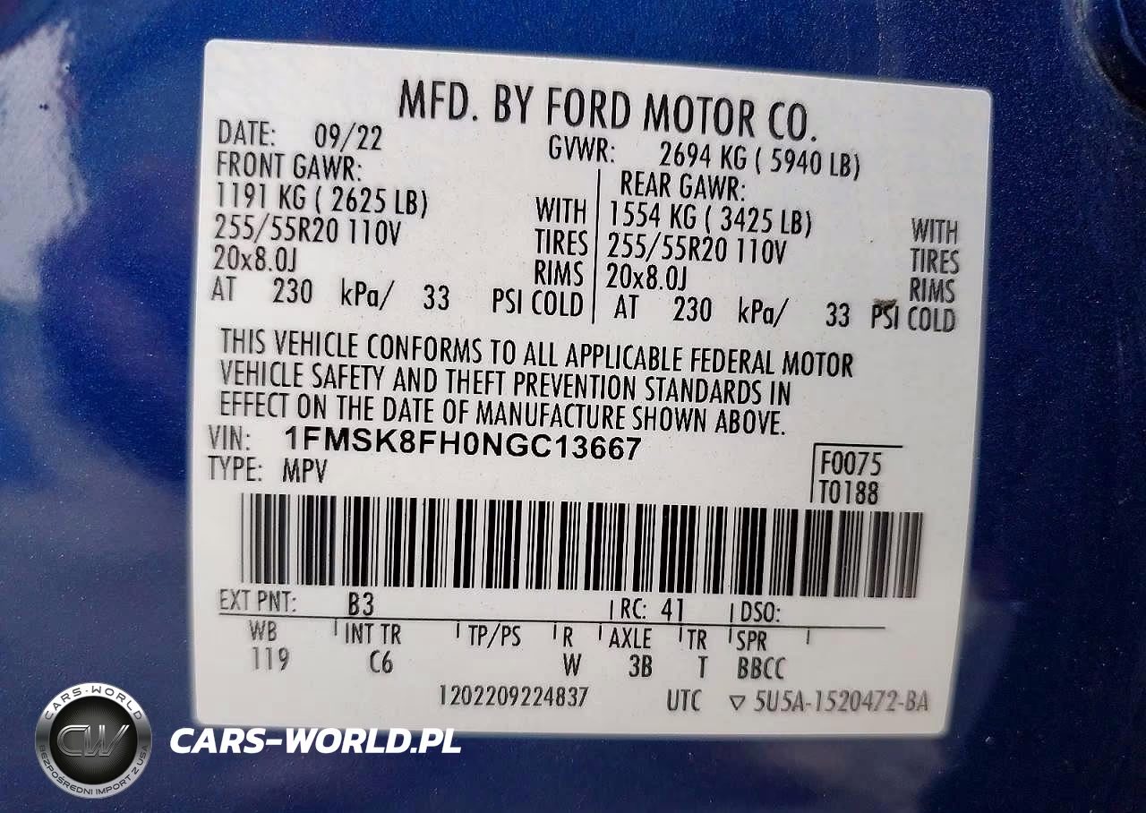 2022 Ford Explorer Limited VIN:1FMSK8FH0NGC13667 - 14
