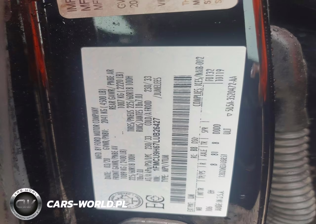 2020 Ford Escape Sel VIN:1FMCU9H67LUB26427 - 13