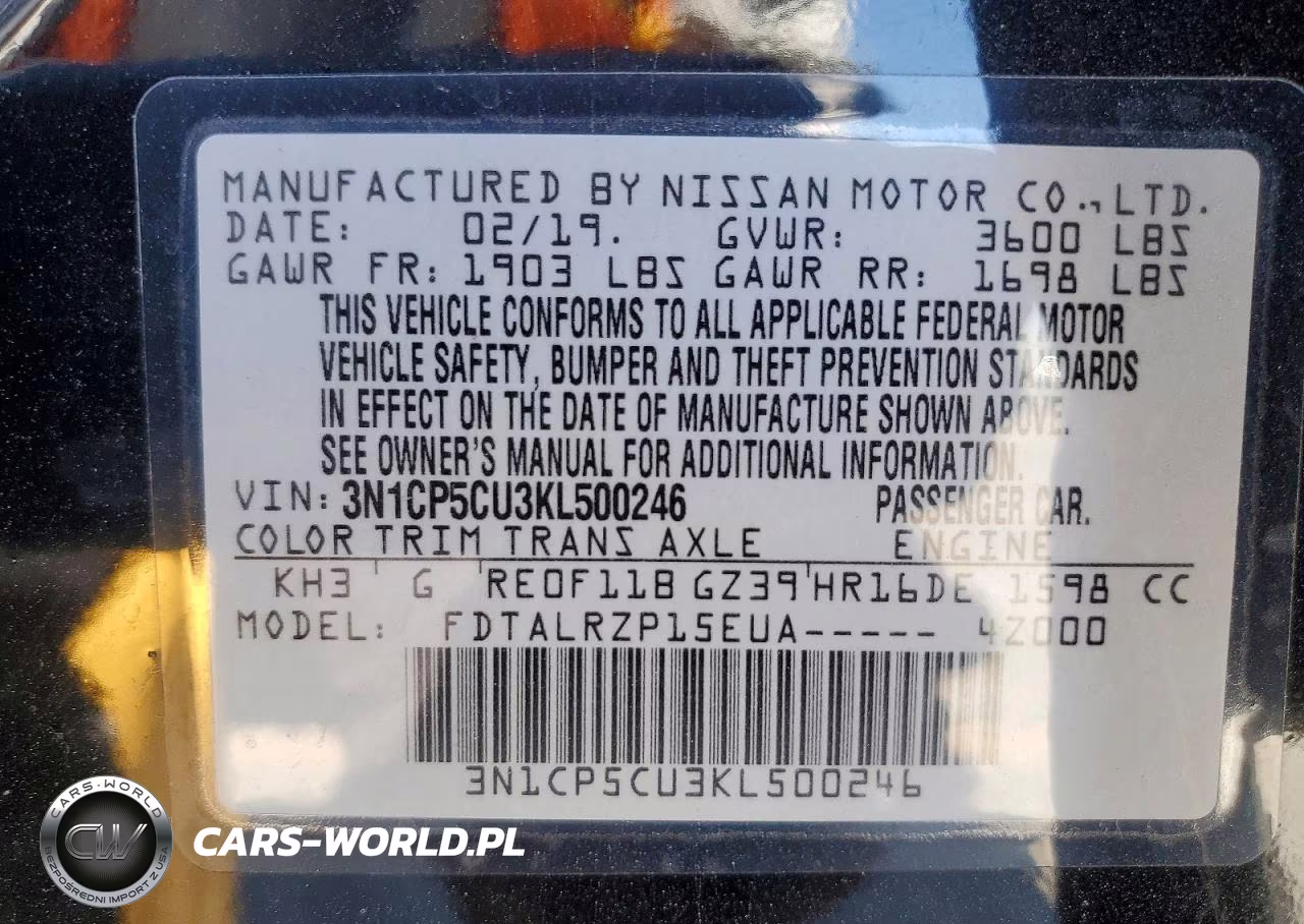 2019 Nissan Kicks S VIN:3N1CP5CU3KL500246 - 12