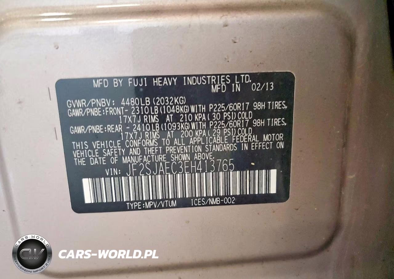 2014 Subaru Forester 2.5I Premium VIN:JF2SJAEC3EH413765 - 14