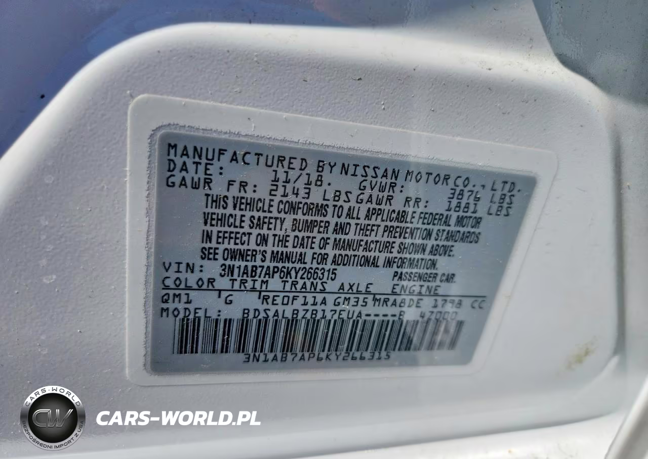 2019 Nissan Sentra S VIN:3N1AB7AP6KY266315 - 13