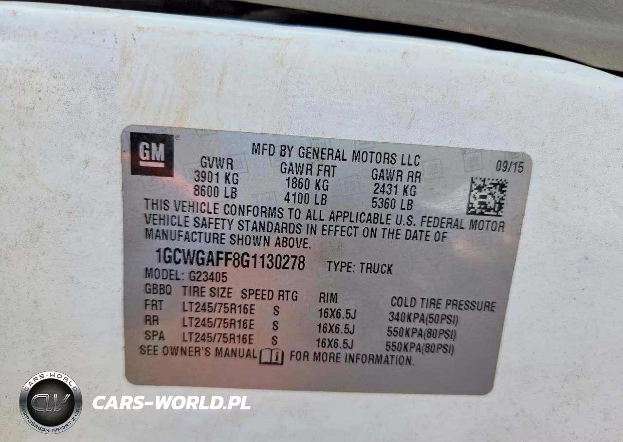 2016 Chevrolet Express G2500 VIN:1GCWGAFF8G1130278 - 14