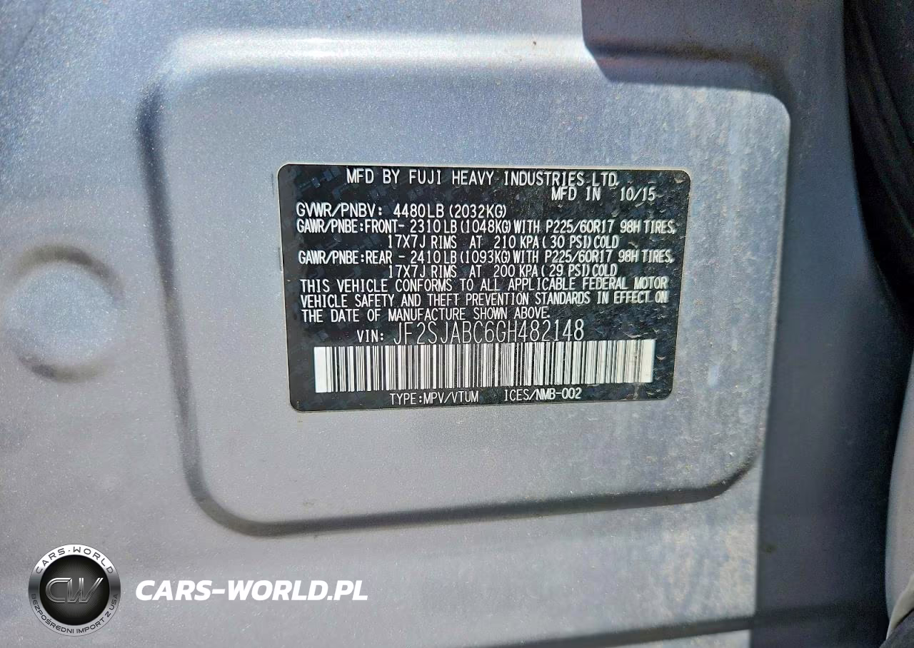 2016 Subaru Forester 2.5I VIN:JF2SJABC6GH482148 - 14