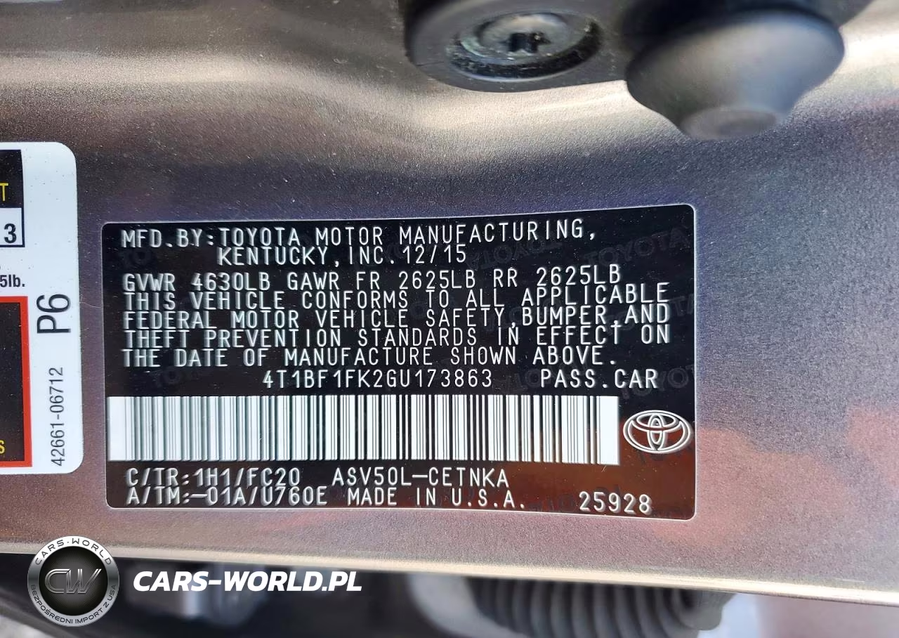 2016 Toyota Camry Le VIN:4T1BF1FK2GU173863 - 12