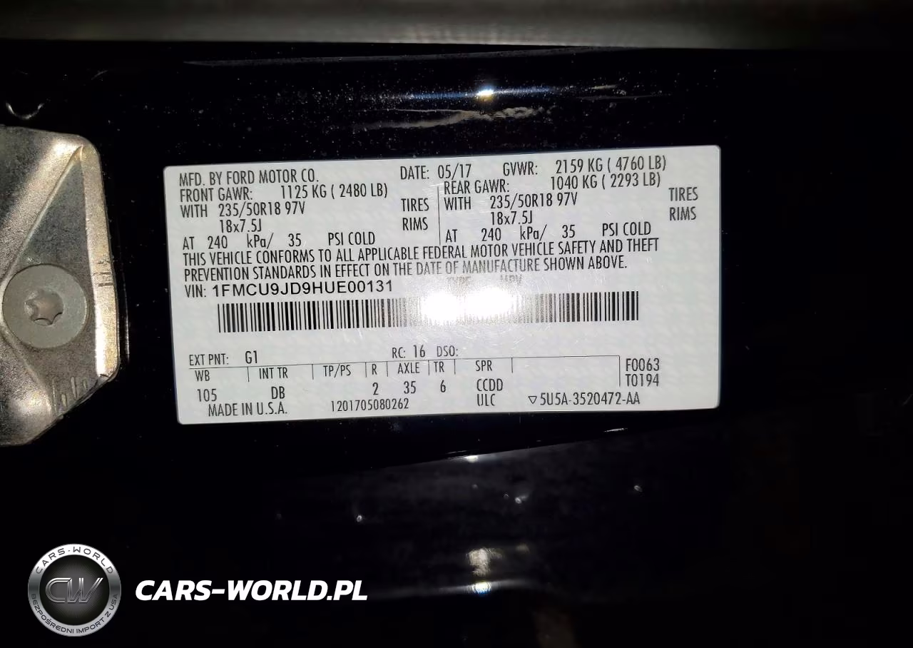 2017 Ford Escape Titanium VIN:1FMCU9JD9HUE00131 - 13