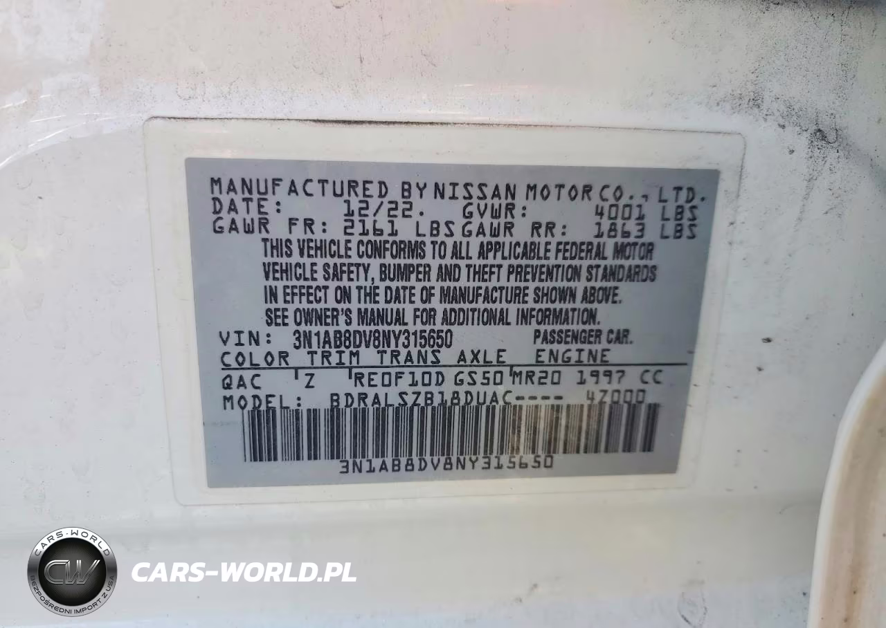 2022 Nissan Sentra Sr VIN:3N1AB8DV8NY315650 - 13