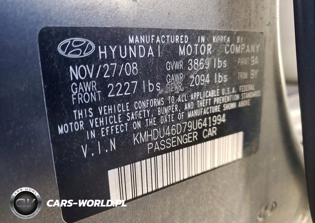 2009 Hyundai Elantra Gls VIN:KMHDU46D79U641994 - 12