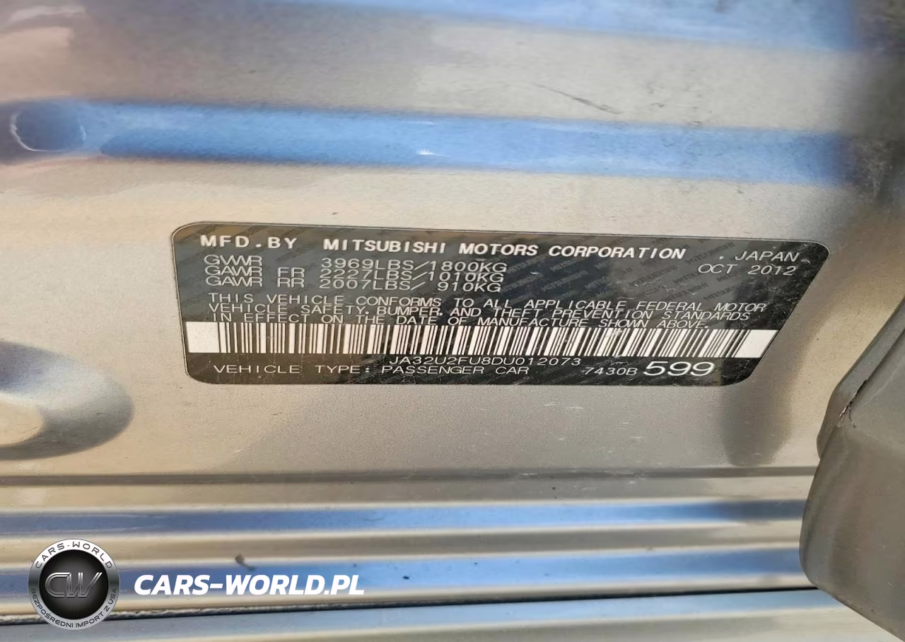 2013 Mitsubishi Lancer Es VIN:JA32U2FU8DU012073 - 12