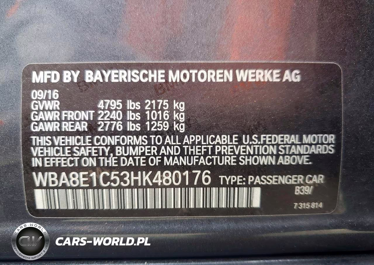 2017 BMW 330E VIN:WBA8E1C53HK480176 - 12