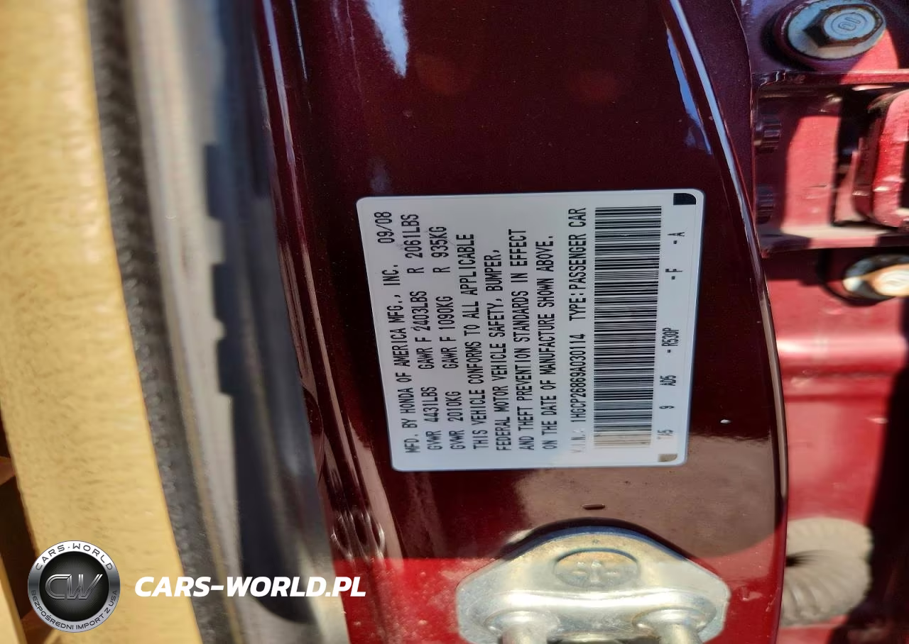 2009 Honda Accord Exl VIN:1HGCP26869A030114 - 12