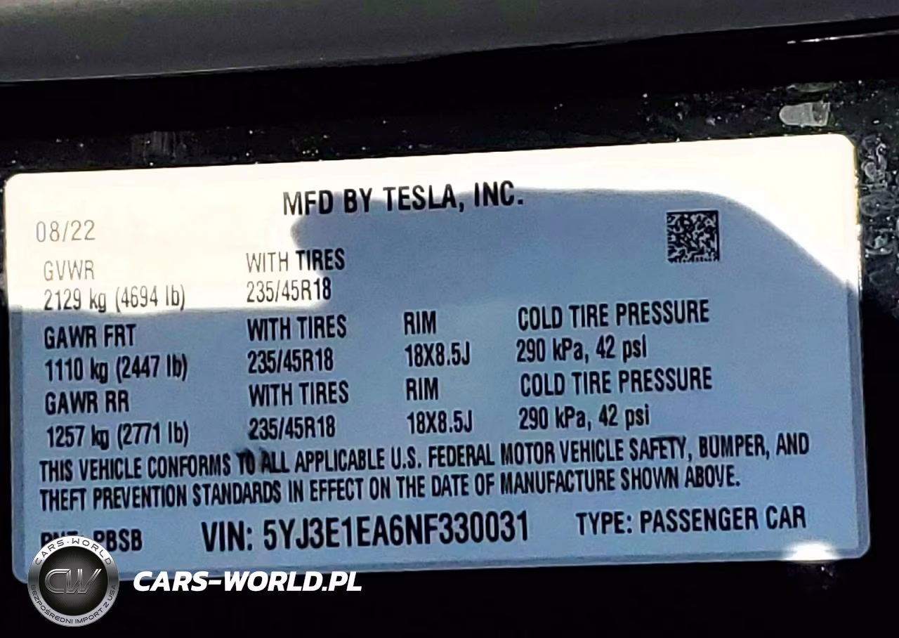 2022 Tesla Model 3 VIN:5YJ3E1EA6NF330031 - 12