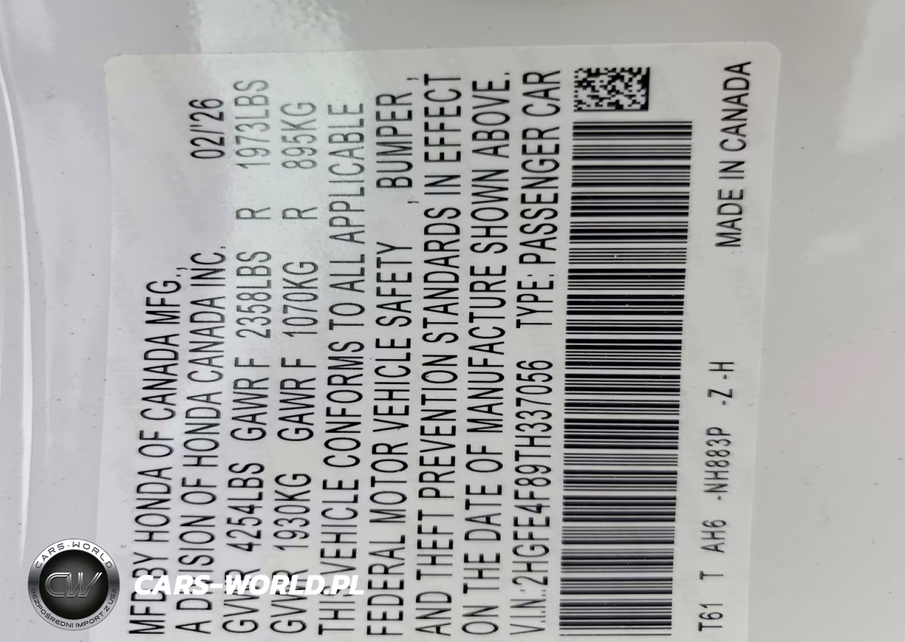 2026 Honda Civic Sport VIN:2HGFE4F89TH337056 - 13