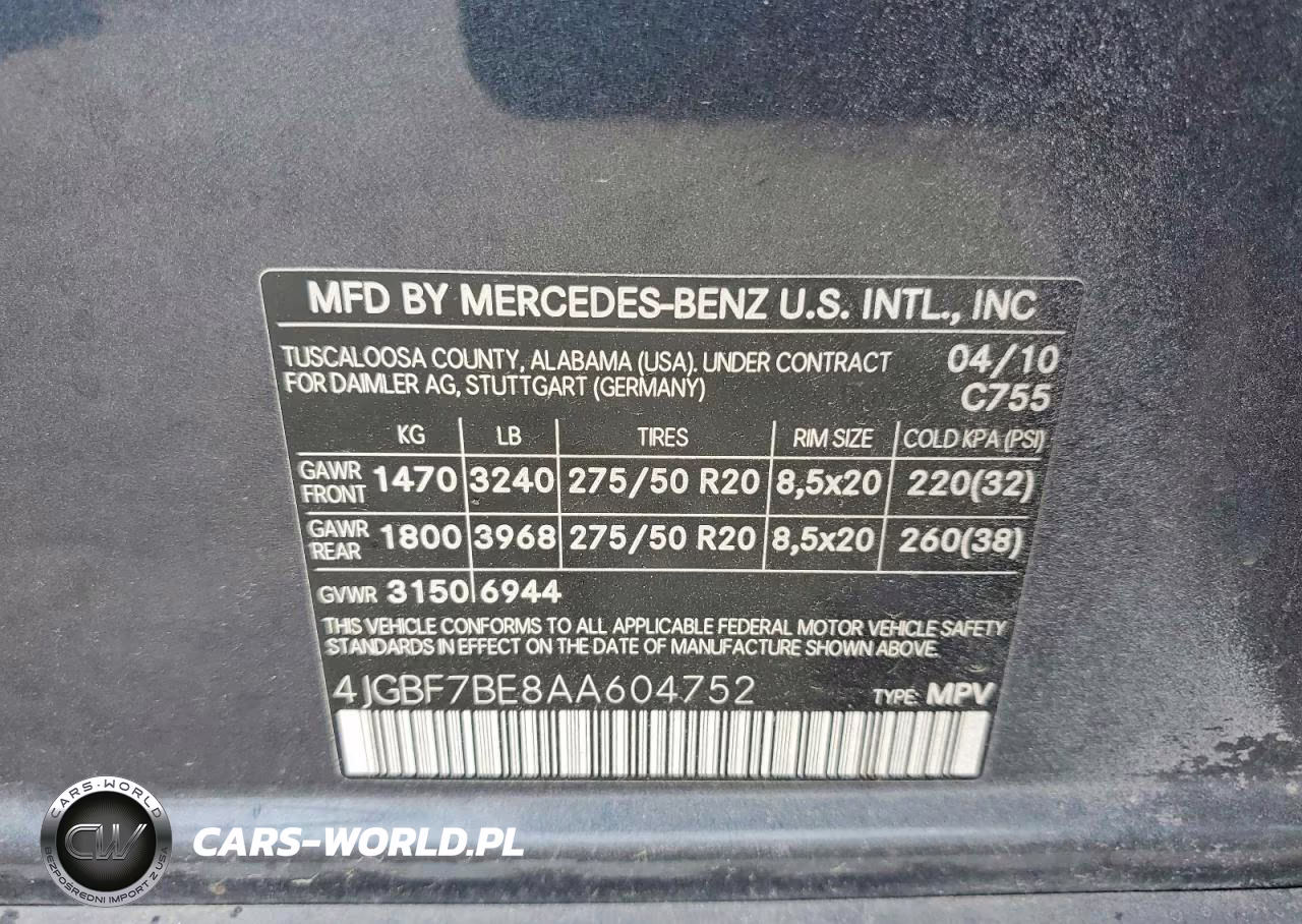 2010 Mercedes-Benz Gl 450 4Matic VIN:4JGBF7BE8AA604752 - 14