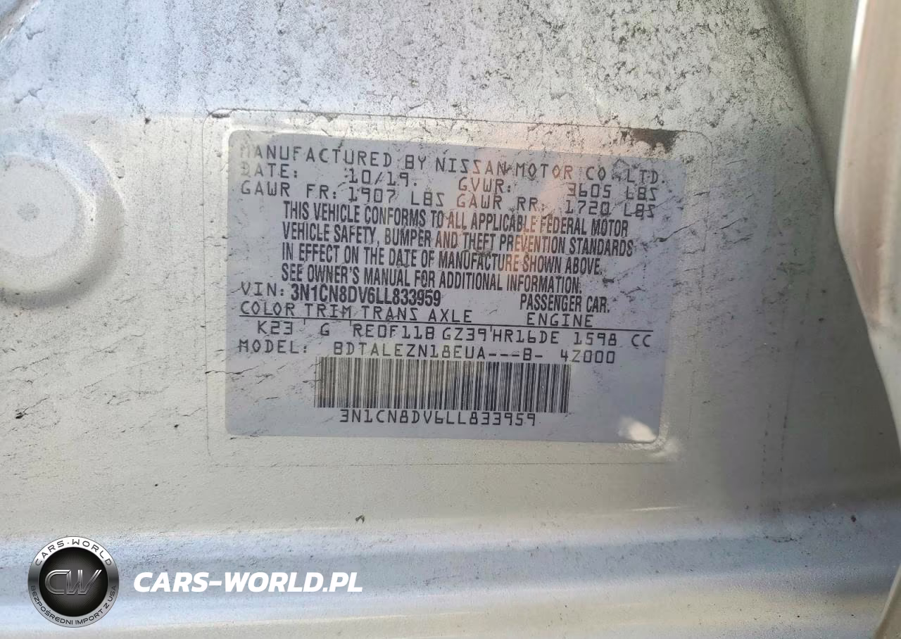 2020 Nissan Versa S VIN:3N1CN8DV6LL833959 - 13