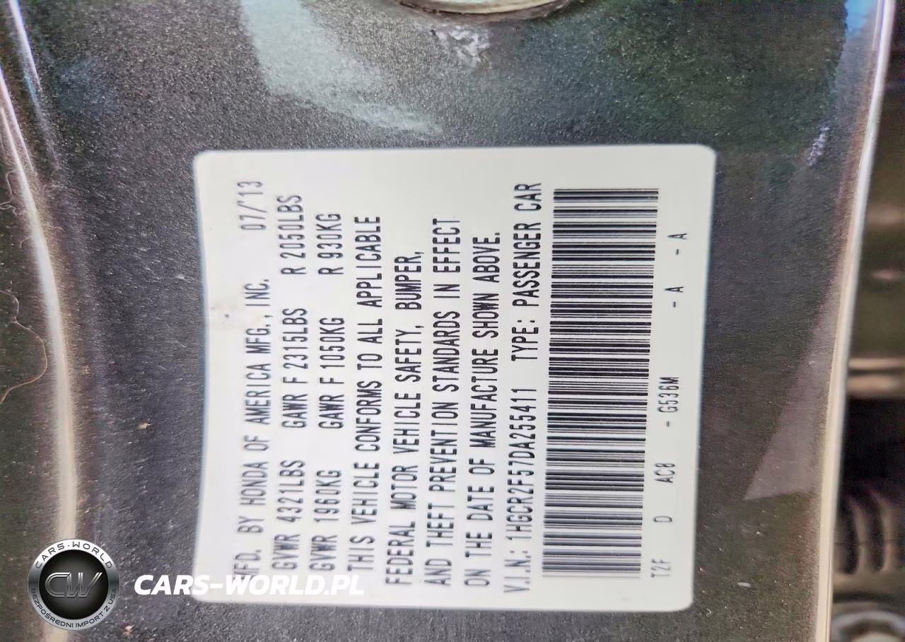 2013 Honda Accord Sport VIN:1HGCR2F57DA255411 - 12