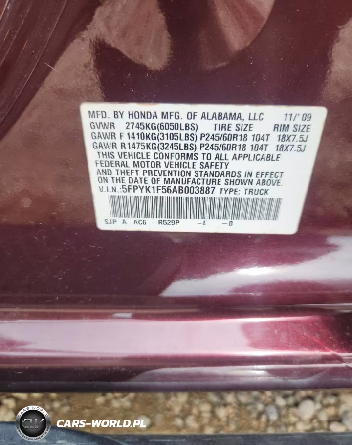 2010 Honda Ridgeline Rtl VIN:5FPYK1F56AB003887 - 12