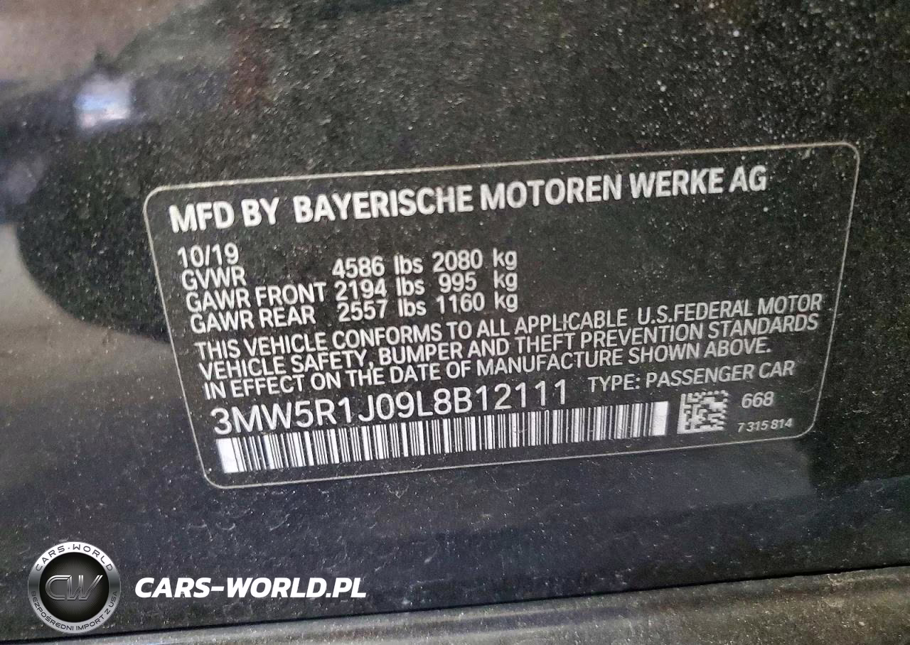 2020 BMW 330I VIN:3MW5R1J09L8B12111 - 12