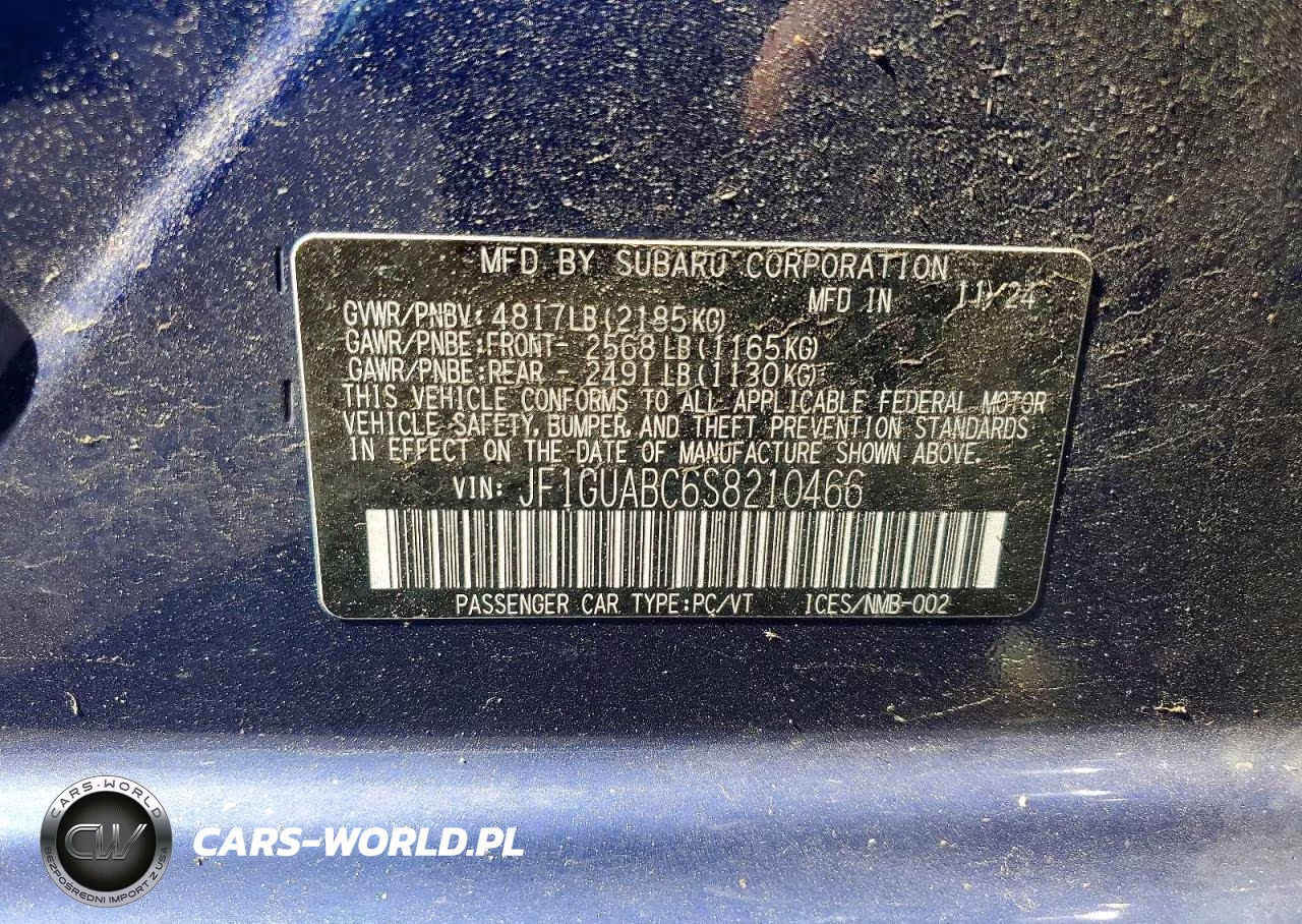 2025 Subaru Impreza VIN:JF1GUABC6S8210466 - 12