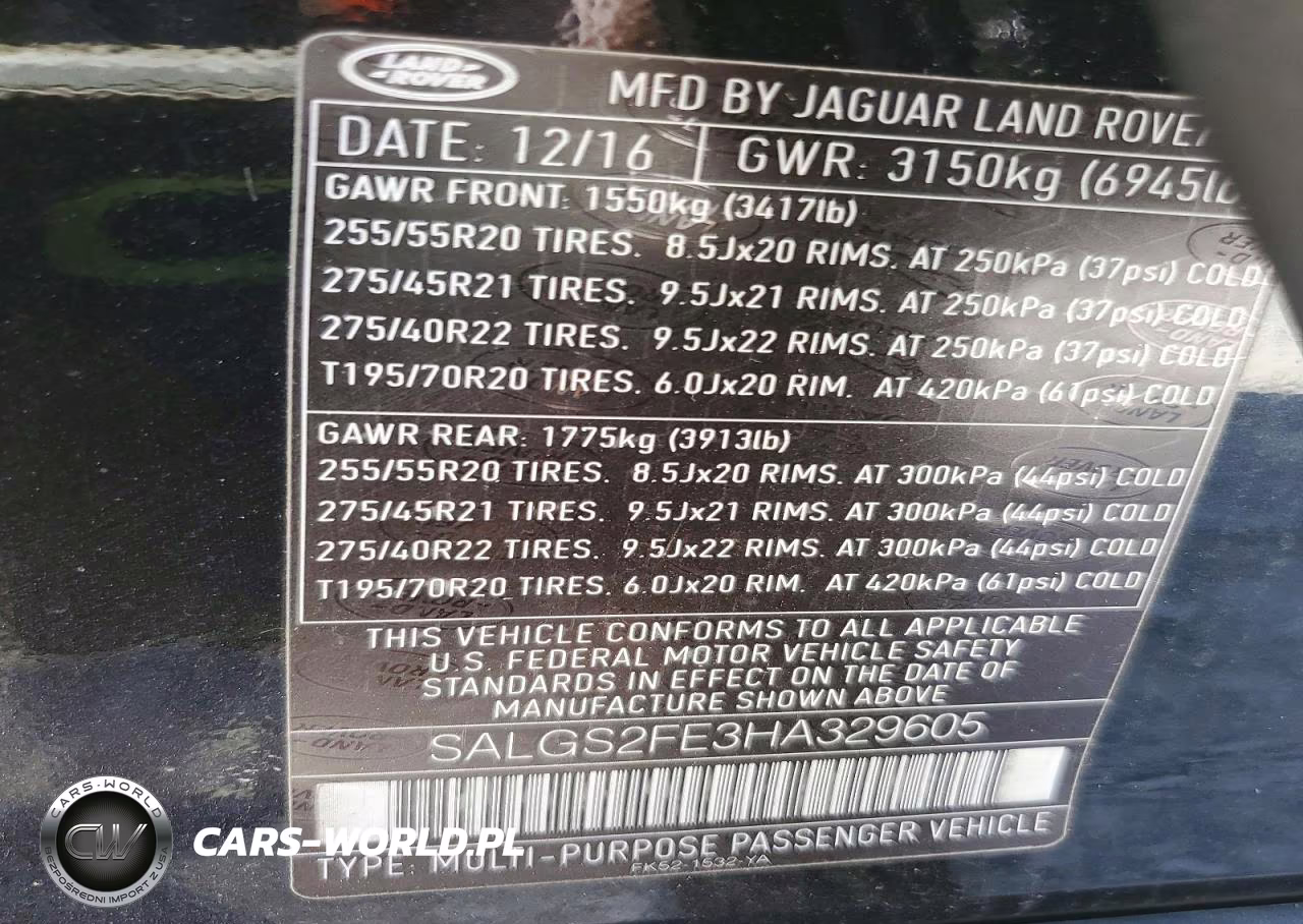 2017 Land Rover Range Rover Supercharged VIN:SALGS2FE3HA329605 - 13