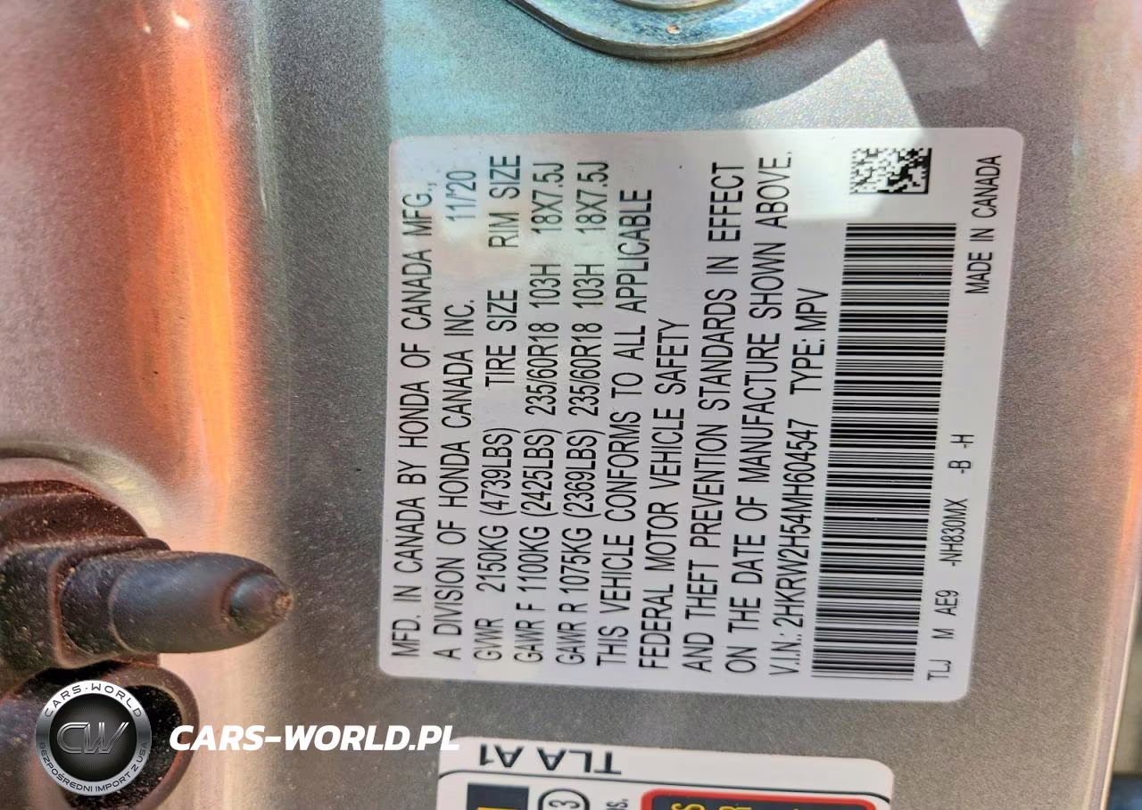 2021 Honda Cr-V Ex VIN:2HKRW2H54MH604547 - 14