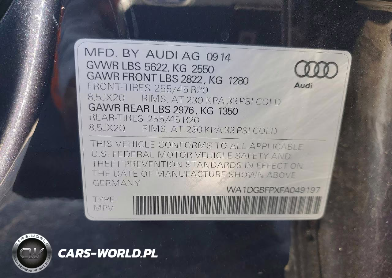 2015 Audi Q5 Premium Plus VIN:WA1DGBFPXFA049197 - 14