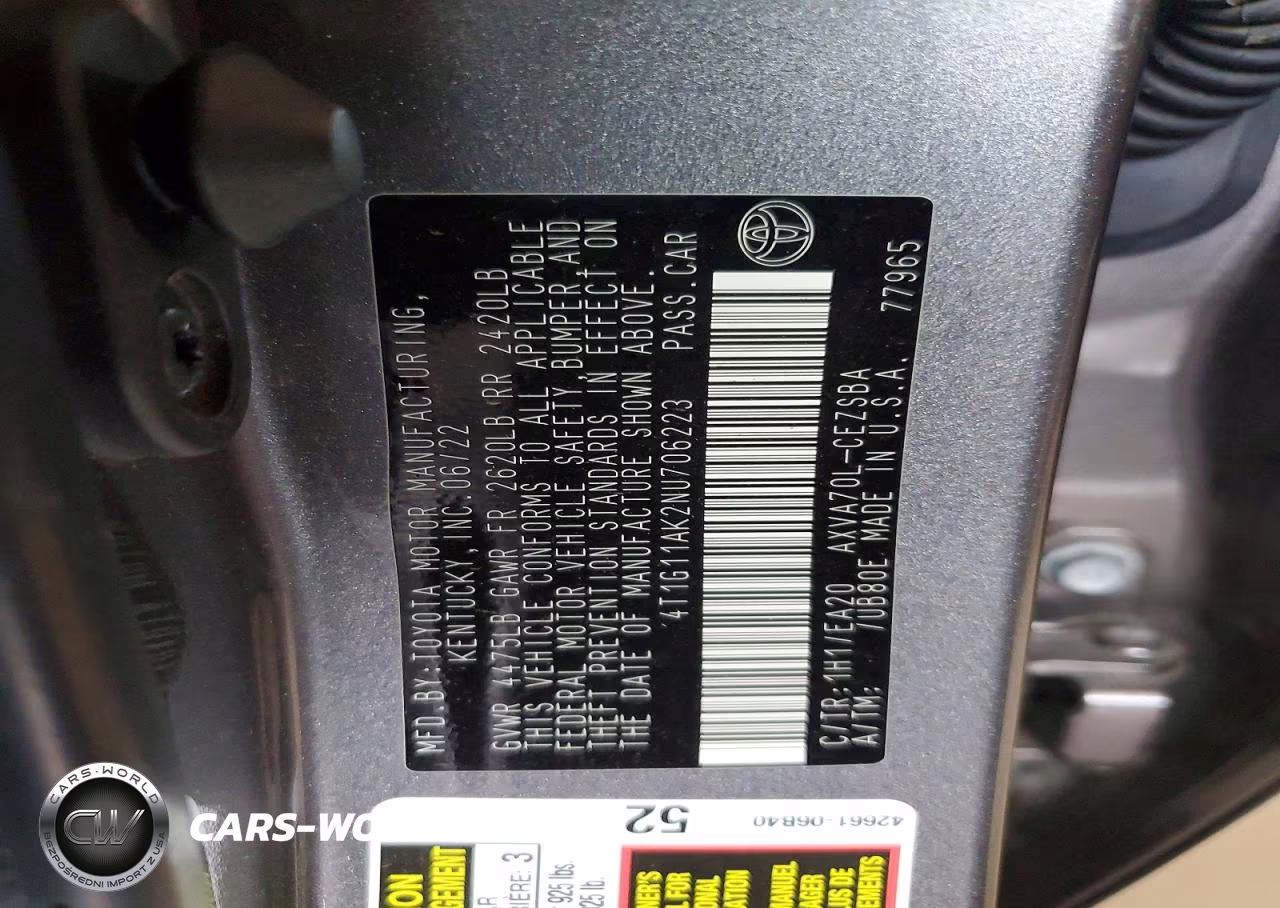 2022 Toyota Camry Se VIN:4T1G11AK2NU706223 - 12